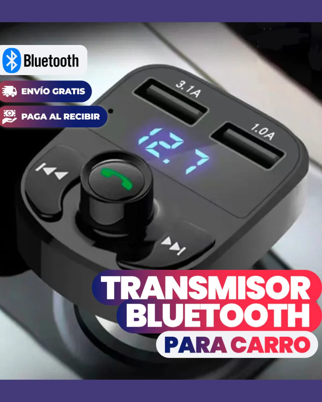 DriveTune™ - Transmisor FM con Bluetooth para Autos